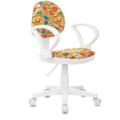 Кресло детское Бюрократ KD-3/WH/ARM (ткань, оранжевый бэнг,корпус белый)