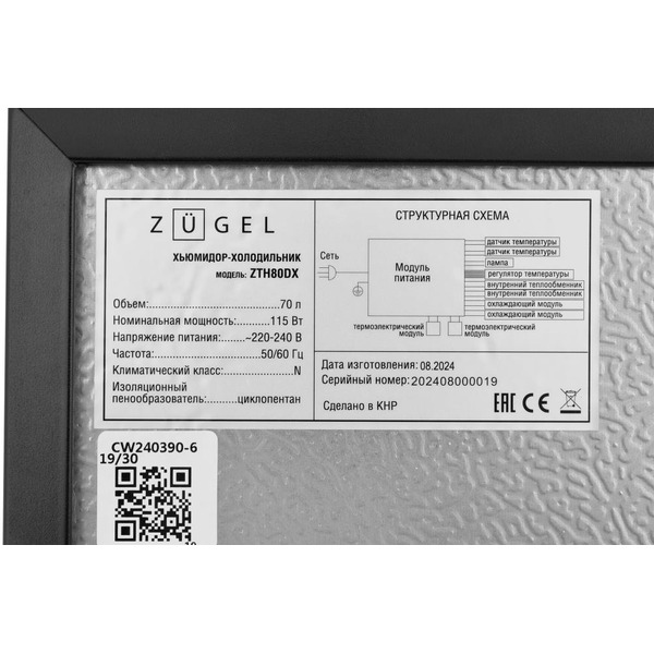 Винный шкаф-хьюмидор ZUGEL ZTH80DX Dual Zone