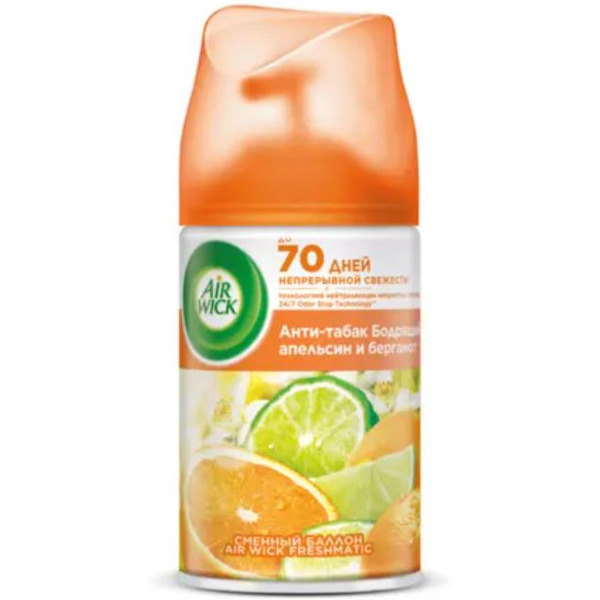 Сменный флакон AIR WICK Fresh Matic Анти-табак, бодрящий апельсин и бергамот 250 мл 0011169337