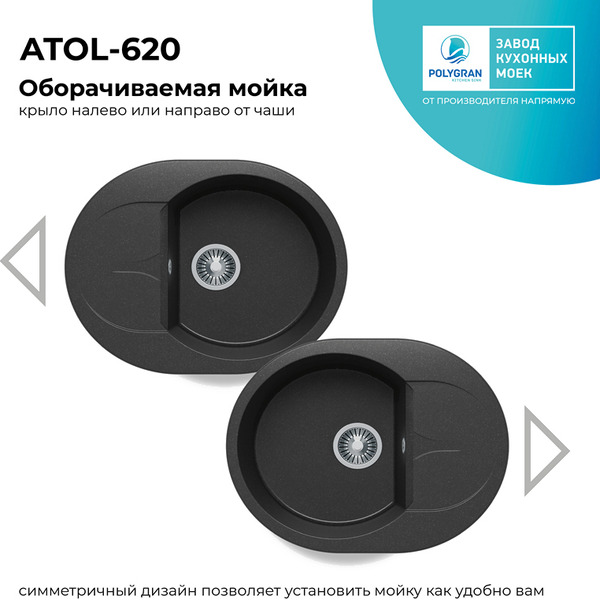Кухонная мойка Polygran Atol 620 (черный)
