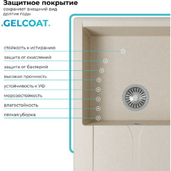 Кухонная мойка Polygran Gals 860 (кремовый)