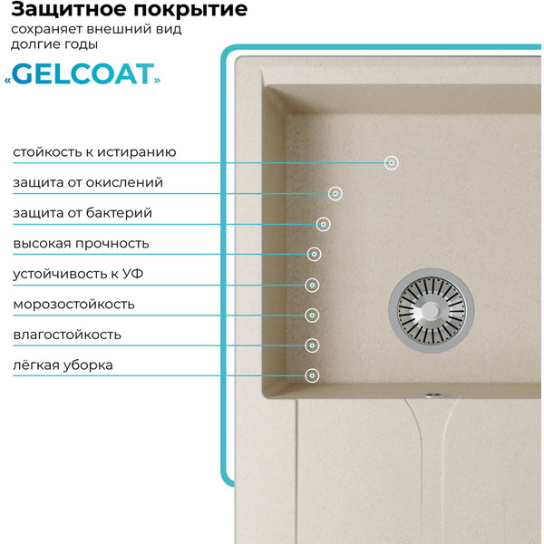 Кухонная мойка Polygran Gals 860 (кремовый)