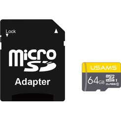 Карта памяти Usams microSDHC US-ZB119 High Speed TF Card 64GB ZB119TF01 (с адаптером)
