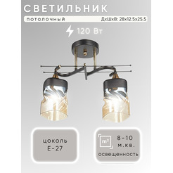 Потолочный светильник Aitin-Pro НПБ 02-2x60-101 / 6284/2 (черный/золото)