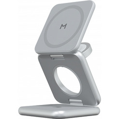 Беспроводное зарядное Magssory Fold Pro 3 в 1 WCH063 (серебристый)