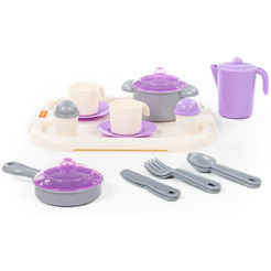 Набор игрушечной посуды Полесье Настенька с подносом на 2 персоны 3940