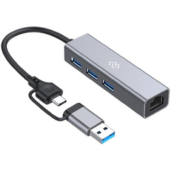 Разветвитель USB-C + USB-A Digma DHUB-LAN-4port