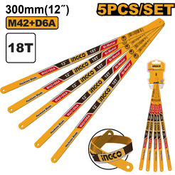 Полотно ножовочное по металлу INGCO HSBKT12185 INDUSTRIAL 18T 300 мм (5 шт)