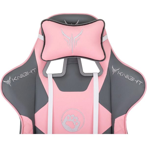 Кресло игровое Бюрократ Knight Catzy (экокожа, серый/розовый)