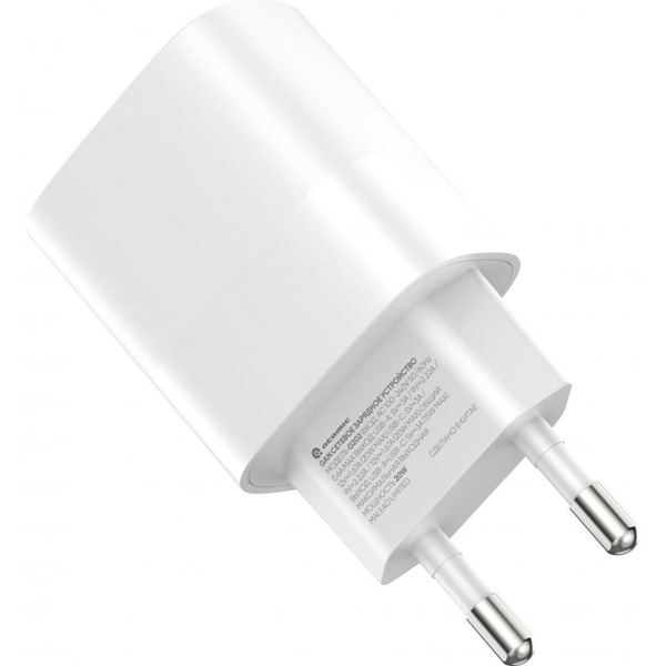 Зарядное устройство Atomic MOTION G202 GAN 20W 2-порта USB (A+C) с кабелем USB (С-L) 1.5 метра, цвет белый | 10.204