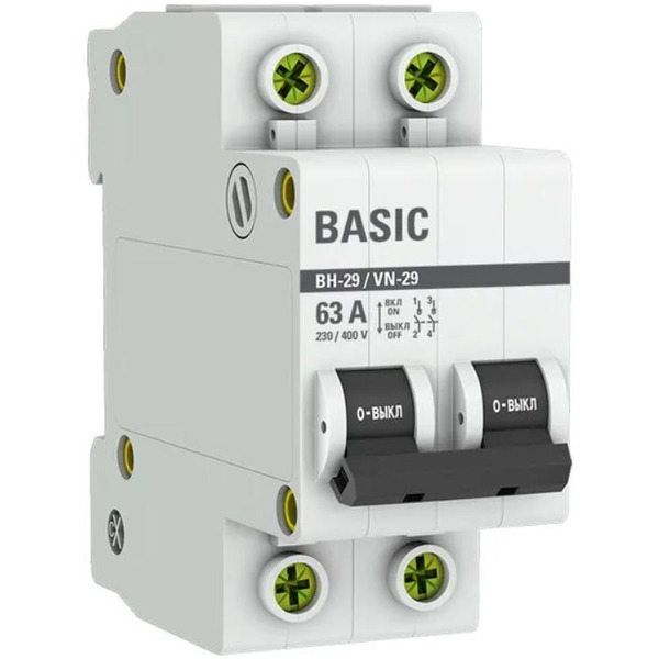 Выключатель нагрузки EKF Basic 2P 63А ВН-29