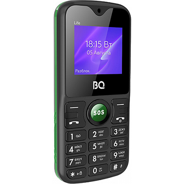Кнопочный телефон BQ-Mobile BQ-1853 Life (черный/зеленый)
