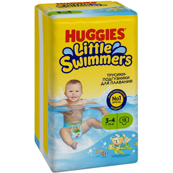 Детские одноразовые трусики-подгузники для плавания HUGGIES Little Swimmers 3-4 (7-15кг)*13шт