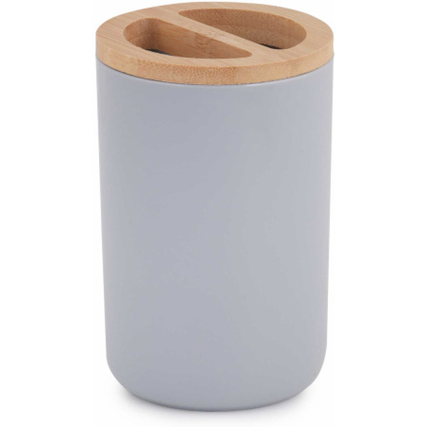 Стакан для зубной щетки и пасты Альтернатива Бамбук М8057 (серый)