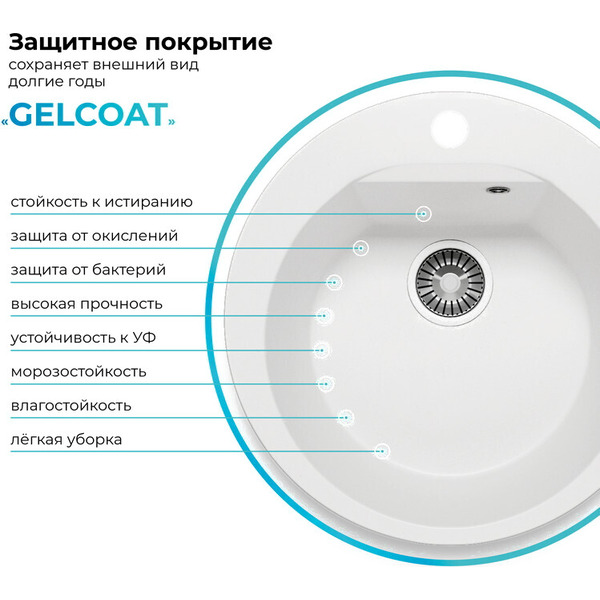 Кухонная мойка Polygran Atol 520 (белый хлопок)