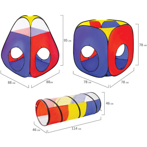 Детская игровая палатка-лабиринт с 2 тоннелями и кубом BRAUBERG 665171