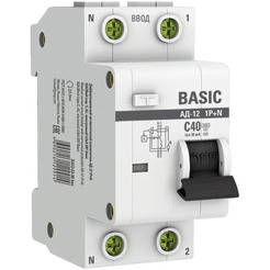 Дифференциальный автомат EKF Basic АД-12 1P+N 40А 30мА АС C 4.5кА
