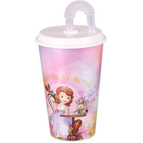 М5076 Стакан "София-Дисней" с крышкой и трубочкой 0,5л. (уп.30)