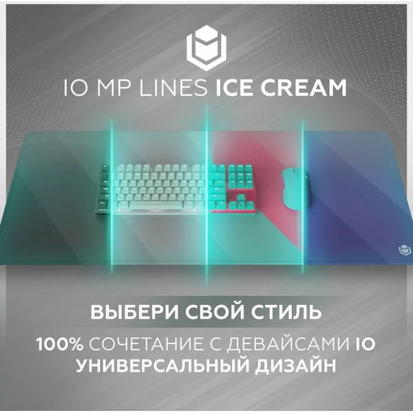 Коврик для мыши IO by Red Square MP Ice Cream Lines XL io412(бирюзовый/розовый)