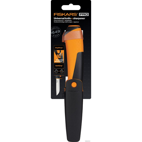 Нож бытового назначения с точилкой FISKARS (1023618)