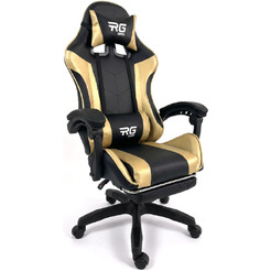 Игровое кресло BYROOM RG HEALER leather Black/Gold с подставкой для ног BRGF813L-B/GLD (GF-8060-OB)
