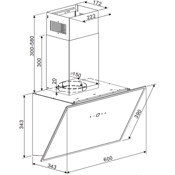 Кухонная вытяжка MAUNFELD Eagle 850 90 (черное стекло)