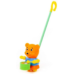 Игрушка-каталка Полесье Медвежонок с ручкой 96654