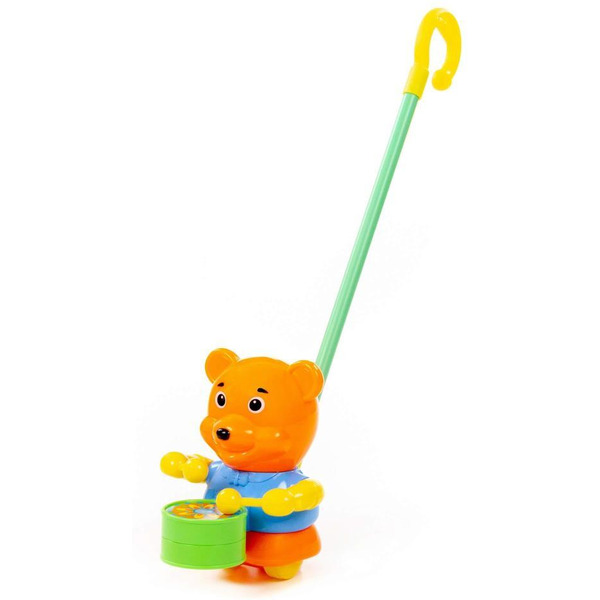 Игрушка-каталка Полесье Медвежонок с ручкой 96654