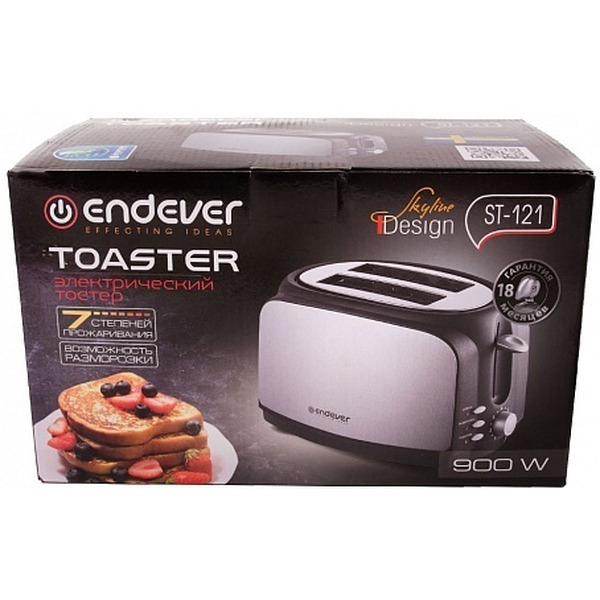 Тостер Endever Skyline ST-121 (черный/сталь)