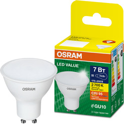 Лампа светодиодная OSRAM PAR16 7W 2700К GU10 Value