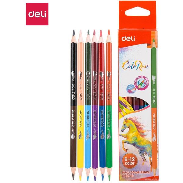 Карандаши цветные двухсторонние DELI "Color Run" C00500