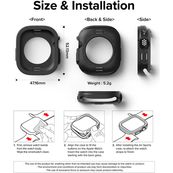 Чехол Ringke Air Sports для Apple Watch Ultra 3 / 2 / 1 BLACK
