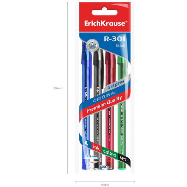 Набор гелевых ручек Erich Krause Gel Stick Original R-301 45157 (4 шт)