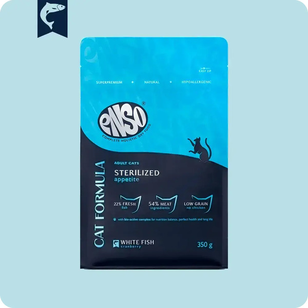 Сухой корм для кошек ENSO CF Sterilized белая рыба клюква / 020/251062 (350г)