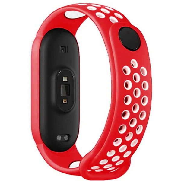 Ремешок Bingo Sport для XIAOMI Mi Band 5/6/7 (красный с белым)