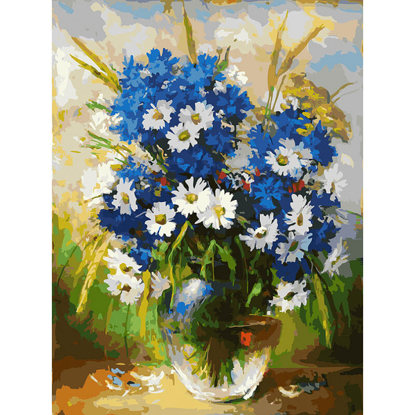 Картина по номерам Белоснежка Ромашки и васильки 143-AS