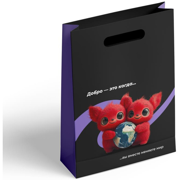 Подарочный пакет 5 ЭЛЕМЕНТ "Дай 5 добру" с ламинацией (Вы вместе меняете мир)