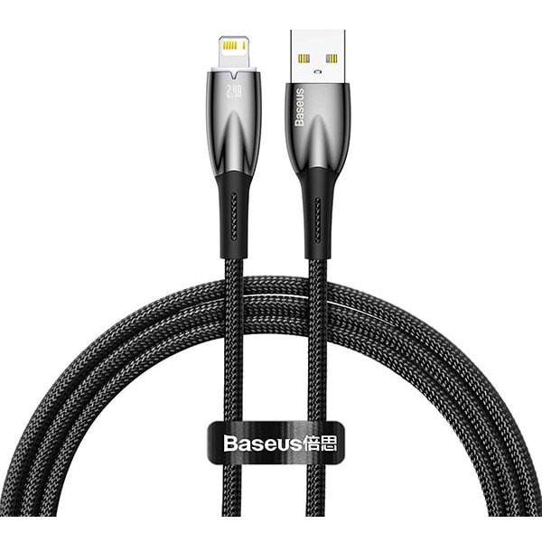 Кабель Baseus Glimmer Series Fast Charging Data Cable USB Type-A - Lightning 2.4A CADH000301 (2 м, черный)