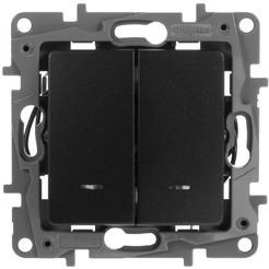 Выключатель двухклавишный с подсветкой Legrand Etika 672604-00.00-00.00-00.01