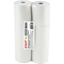 Чековая лента STAFF 111954 80мм(диаметр 65мм, длина 50м, втулка 12мм), 6 шт.