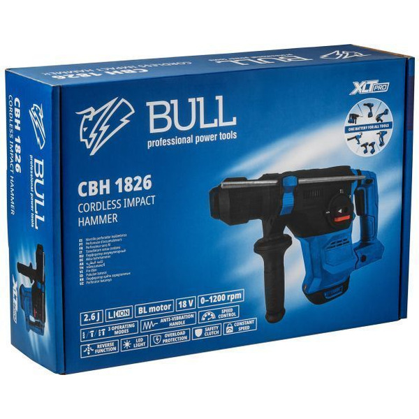 Аккумуляторный перфоратор BULL CBH 1826 Xcase, XLTpro (1x4 А*ч, з/у)