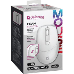 Беспроводная оптическая мышь DEFENDER Feam MM-296 (52297) белый