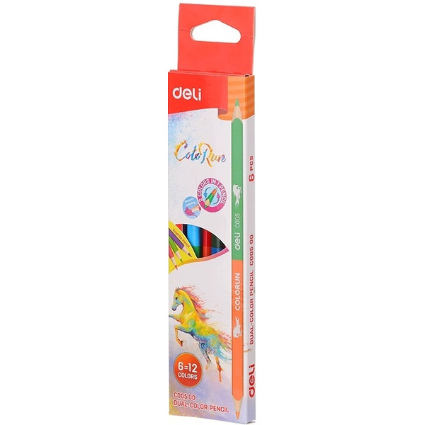 Карандаши цветные двухсторонние DELI "Color Run" C00500