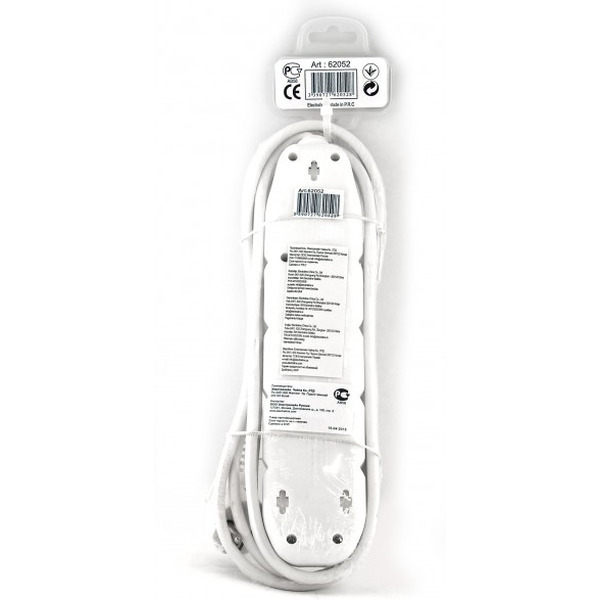 Удлинитель Electraline 62052 (3м, белый)
