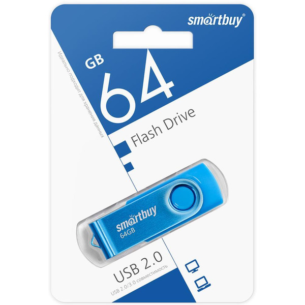 USB флэш-диск 2.0 Smartbuy 064GB Twist Blue (SB064GB2TWB)