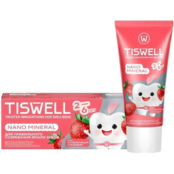 Зубная паста TISWELL Реминерализующая наногидроксиапатит Клубничный пломбир от 2-6 лет для детей, 60 г