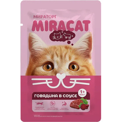 Влажный корм для кошек Мираторг Miracat Для взрослых кошек всех пород с говядиной (75г)