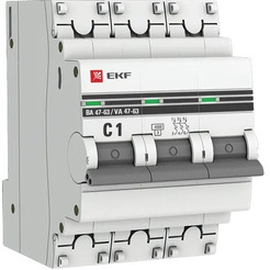Выключатель автоматический EKF 3P 1А (C) 4,5kA ВА 47-63