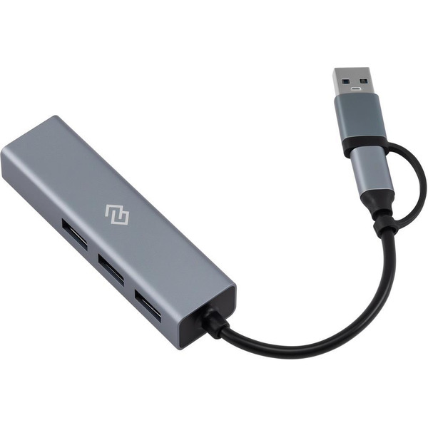Разветвитель USB-C + USB-A Digma DHUB-LAN-4port