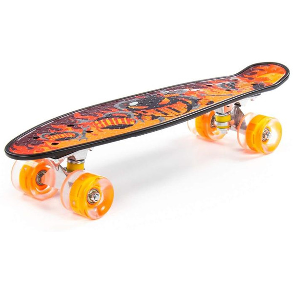 Доска роликовая Полесье 89601 (56 см) с наклейкой и оранжевыми колёсами